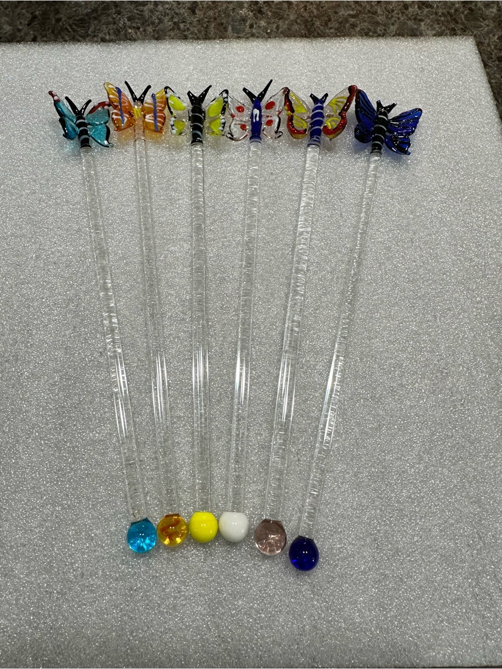 Butterfly Glass Stirrer Set - Colorful Butterflies